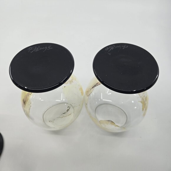 Randy Strong Art Glass Gold Leaf Cocktail Glasses (4) Signed - Picture 4 of 5